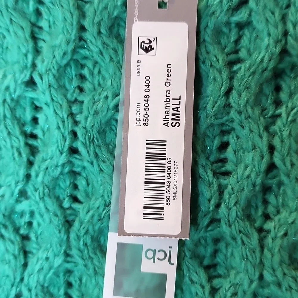 NWT JCP Green Wool Blend Crew Neck Sweater Size Small